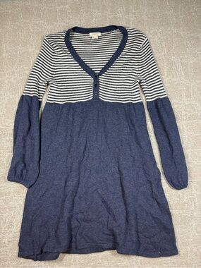 Vertigo Paris Angora Wool Blend Striped V-Neck Long Sleeve Dress Size Small